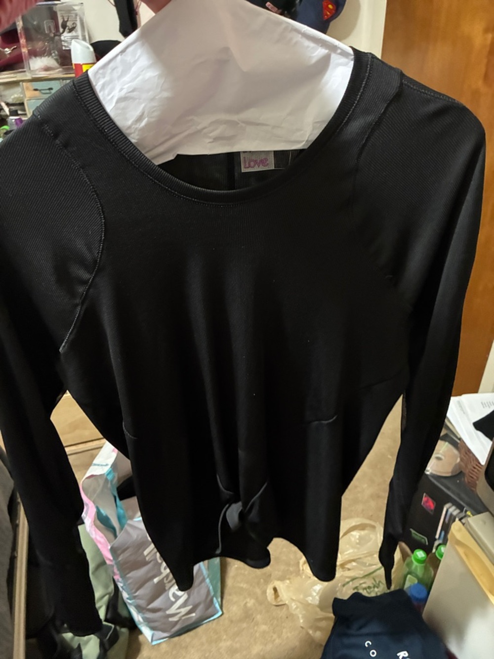 Love Black Long-Sleeve Tie-Front Top Lucky In Love